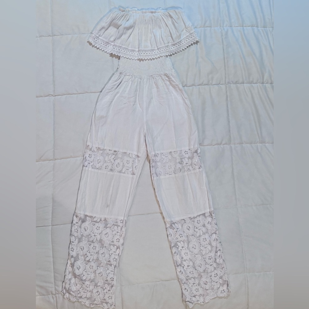 Scully Cream Lace Trim jumpsuit